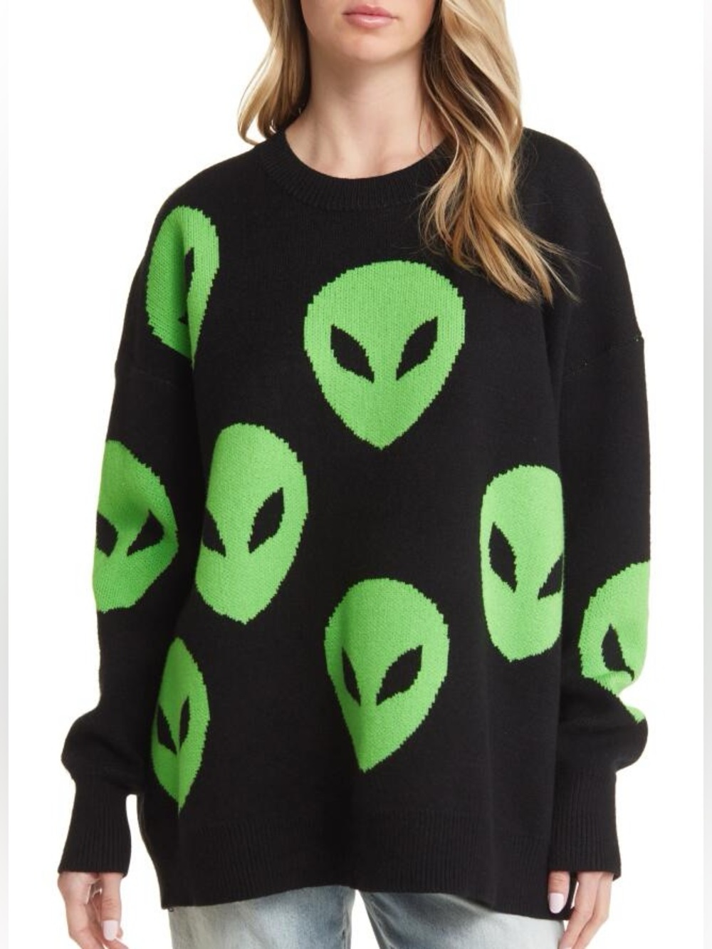 Dressed in LALA - Too Cool For You Oversized Y2K Knit Alien Pullover Sweater